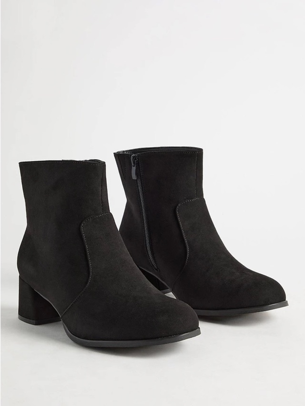 Torrid Classic Black Suede Ankle Boots with Block Heel 6.5WW